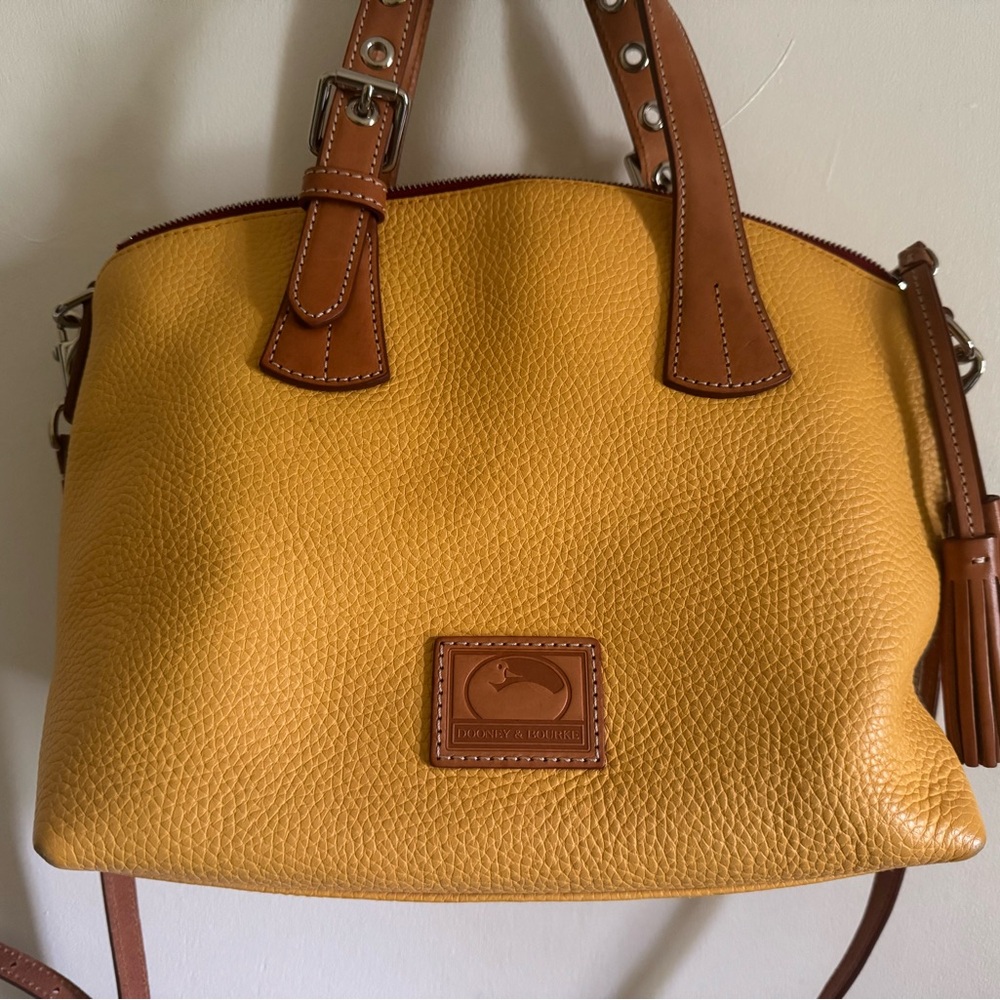 Dooney & Bourke Yellow Pebble Leather Satchel Handbag